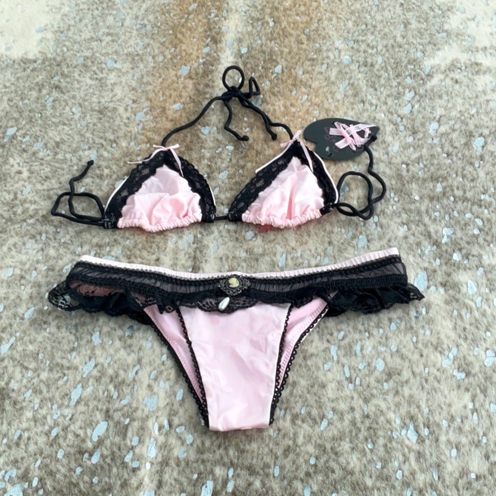 Beach Bunny Pink and Black Bikini